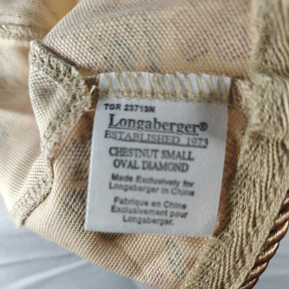 2009‎ Longaberger Small Chestnut Oval Diamond Basket Set w/Protector and Liner